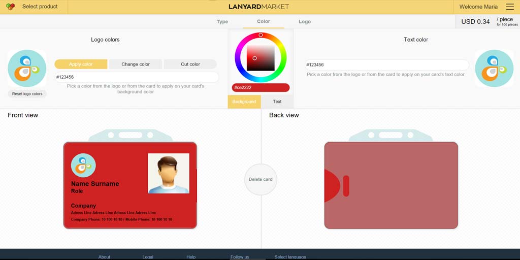 Applying colors on ID Card