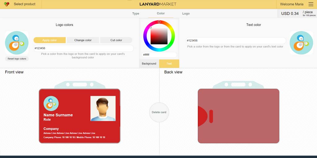 Applying Text colors on ID Card