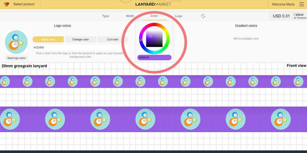 Anadir color en el lanyard