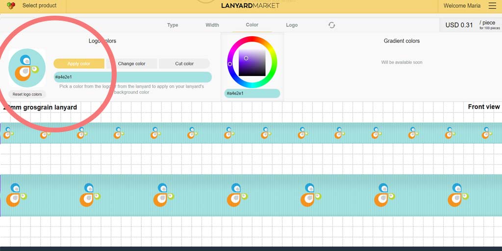 Anadir logo color en el lanyard